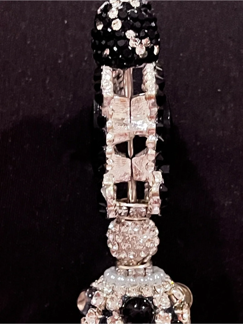 Designer inspired black and silver monogram focal fancy beaded pen